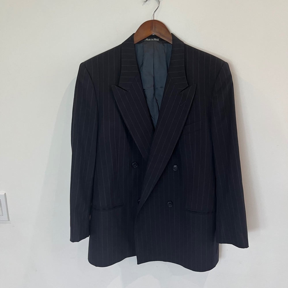 VTG Mani by Giorgio Armani Double Breasted Pinstripe Blazer Men's 44L Italy GFT